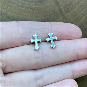 Fancy Cross Stainless Steel Stud Earrings
